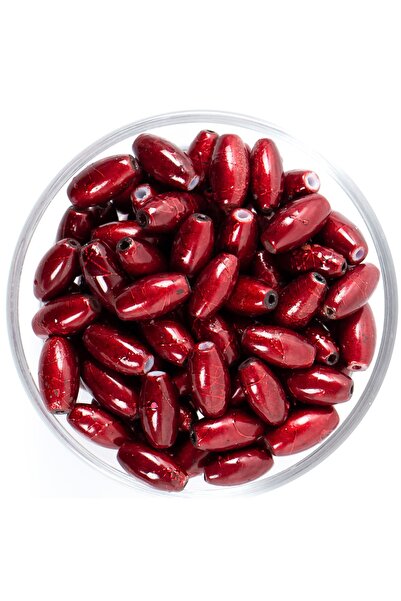 yfhobi 25 Gram - 8.5x16 Mm Bordo Renkli Oval Cam Boncuk, ( 25gr - 16-17 Adet ...