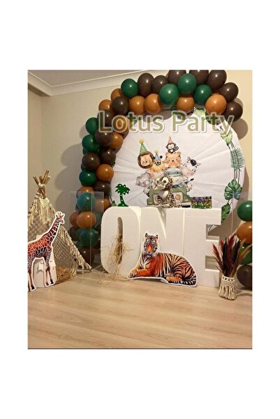 LOTUS PARTY 50 Pieces - Safari Themed Balloon Chain Set ( Dark Green - Carame...