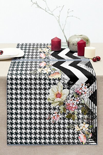 Realhomes زهور على أرضية متعرجة وأقدام أوزة، تصميم مخصص، طباعة رقمية، عداء را...