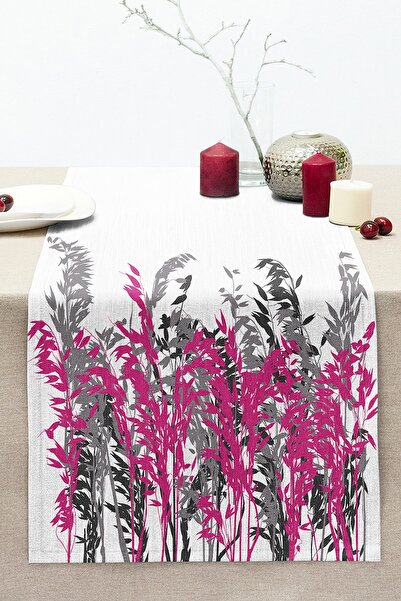 Realhomes عداء راشيل محبوك باللون الرمادي والفوشيه مطبوع رقميًا على خلفية بيضاء