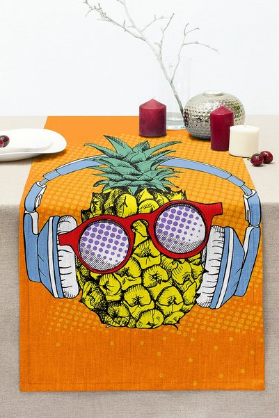 Realhomes Letnji ananas dizajn, prošiveni rašel pleteni trkač na narandžastoj...