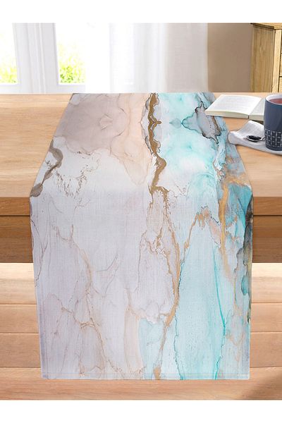 Realhomes Modern Marble Themed Special Design Digital Printed Stitched Raschel Knitted Runner