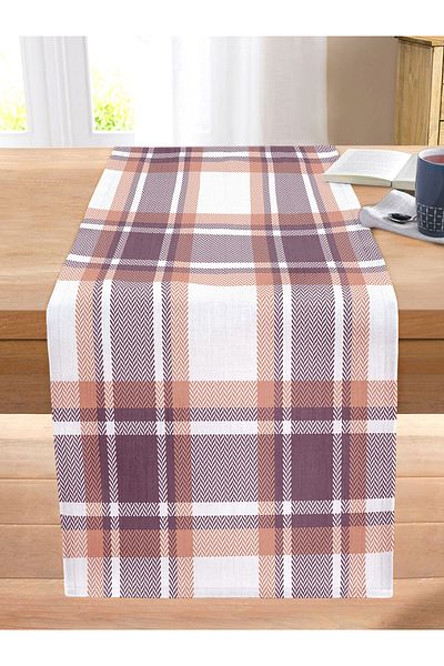 Realhomes Modern Plaid Design Stitched Raschel Knitted Runner