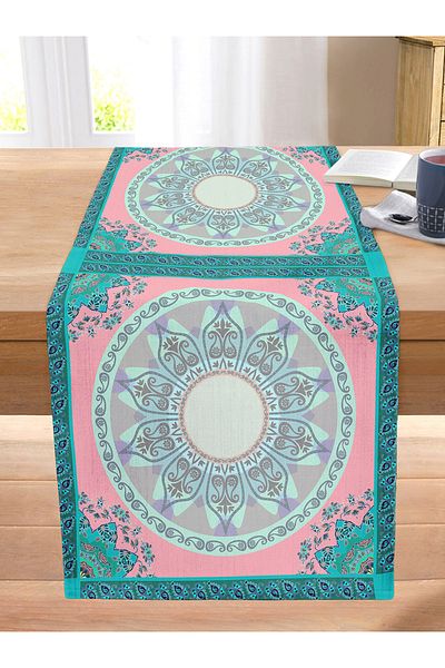 Realhomes Digital Printed Modern Stitched Raschel Knitted Runner with Tile Motif
