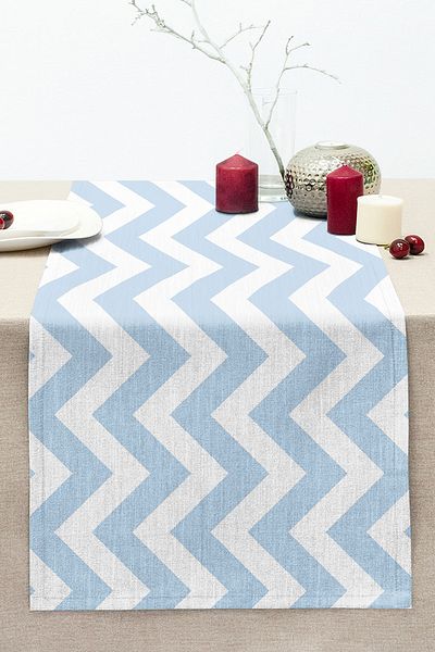 Realhomes Modern Zigzag Patterned Digital Printed Stitched Raschel Knitted Runner
