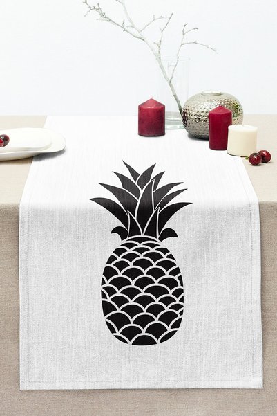 Realhomes Crno-beli ananas, digitalno štampana, dekorativna, prošivena, rašel...