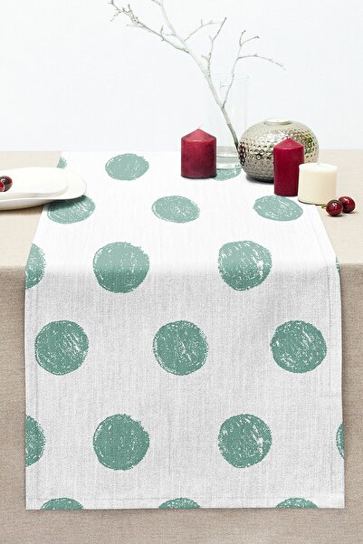 Realhomes Mint Yeşili Puantiyeli Dijital Baskılı Dekoratif Dikişli Raşel Örme...