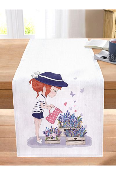 Realhomes Girl Themed Digital Printed Decorative Stitched Raschel Knitted Runner