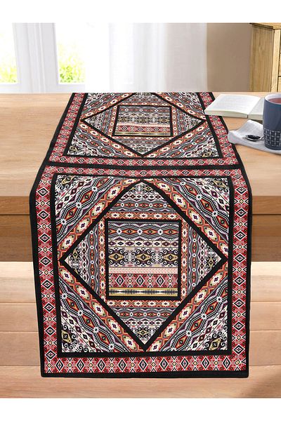 Realhomes Ethnic Patterned Special Design Digital Printed Modern Stitched Raschel Knitted Runner