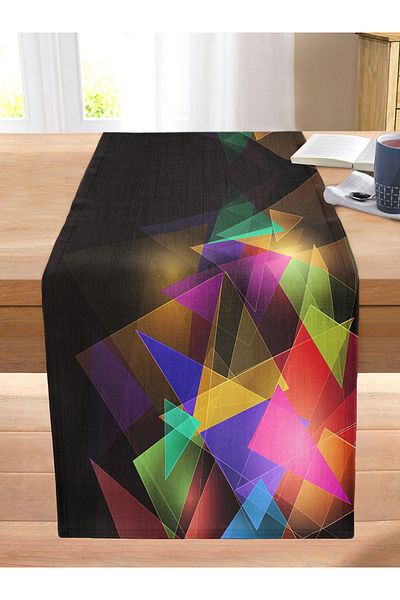 Realhomes Special Design Digital Printed Modern Stitched Raschel Knitted Runner with Colorful Triangle Figure