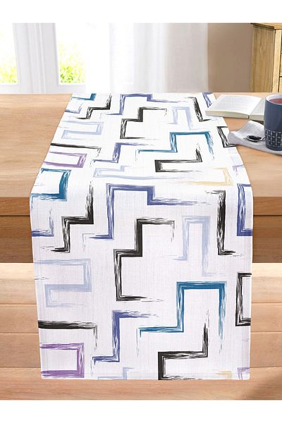 Realhomes Snake Themed Patterned Digital Printed Stitched Raschel Knitted Runner