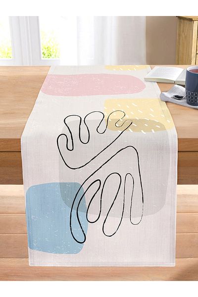 Realhomes Digital Printed Modern Stitched Raschel Knitted Runner with Onedraw Draw on Colorful Background
