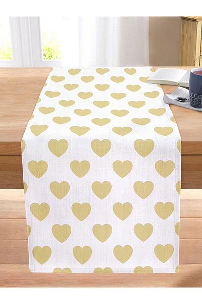 Realhomes Heart Pattern Digital Printed Stitched Raschel Knitted Runner