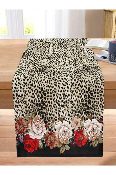 Realhomes Leopard Patterned Special Design Digital Printed Modern Stitched Raschel Knitted Runner