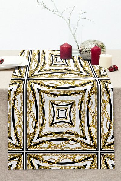 Realhomes Special Design Stitched Raschel Knitted Runner with Geometric Background