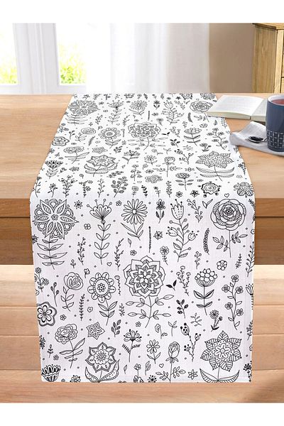 Realhomes Modern Floral Motif Digital Printed Decorative Stitched Raschel Knitted Runner