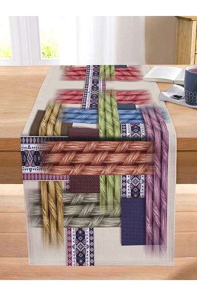 Realhomes Modern Tile Design Digital Printed Stitched Raschel Knitted Runner