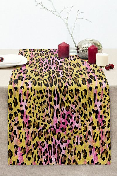 Realhomes Leopard Motif Digital Printed Stitched Raschel Knitted Runner