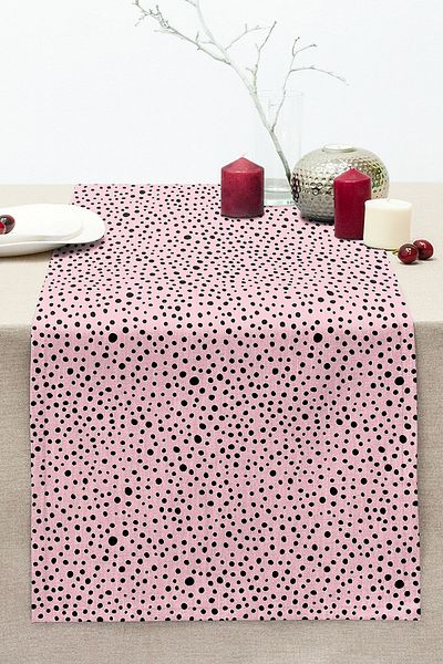 Realhomes Black Polka Dot Patterned Digital Printed Modern Stitched Raschel Knitted Runner on Colorful Background