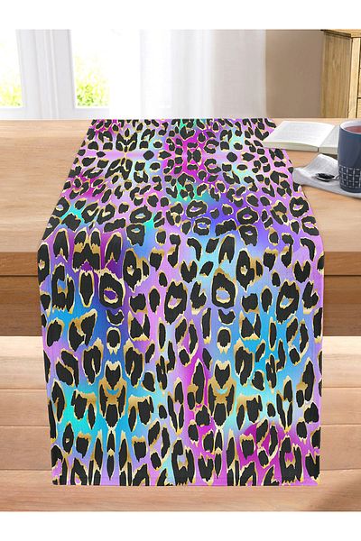 Realhomes Colorful Leopard Pattern Special Design Digital Printed Modern Stitched Raschel Knitted Runner