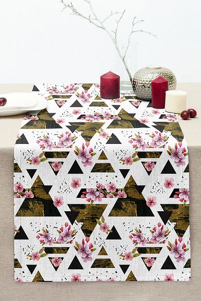 Realhomes Mosaic Patterned Decorative Stitched Raschel Knitted Runner