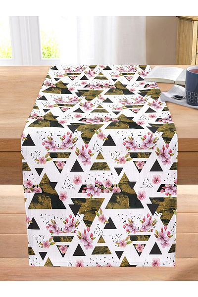 Realhomes Mosaic Patterned Decorative Stitched Raschel Knitted Runner