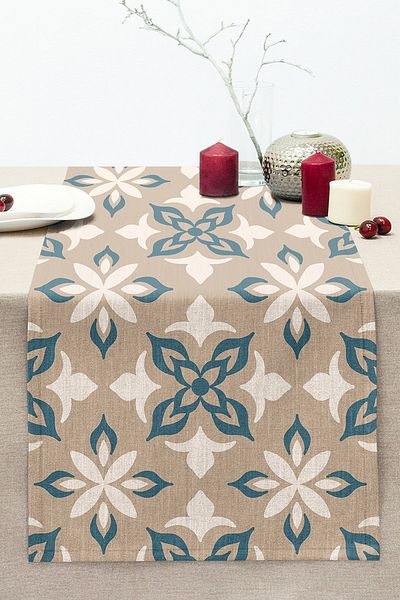 Realhomes Special Design Digital Printed Decorative Stitched Raschel Knitted Runner with Mink Background