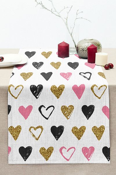 Realhomes Valentine's Day Themed Special Design Digital Printed Modern Stitched Raschel Knitted Runner