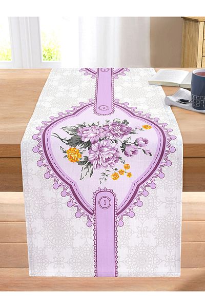 Realhomes Lilac Rose Design Digital Printed Modern Stitched Raschel Knitted Runner