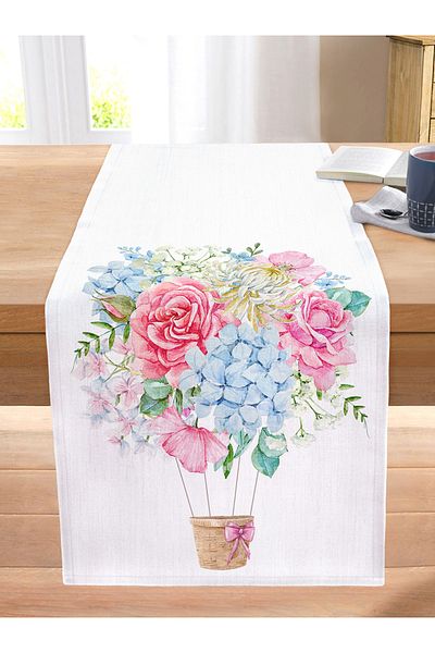 Realhomes Colorful Flower Bunches Balloon Design Stitched Raschel Knitted Runner