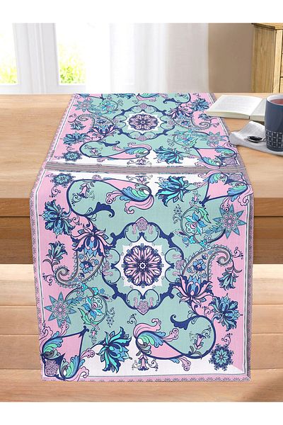 Realhomes Modern Tile Special Design Digital Printed Stitched Raschel Knitted Runner