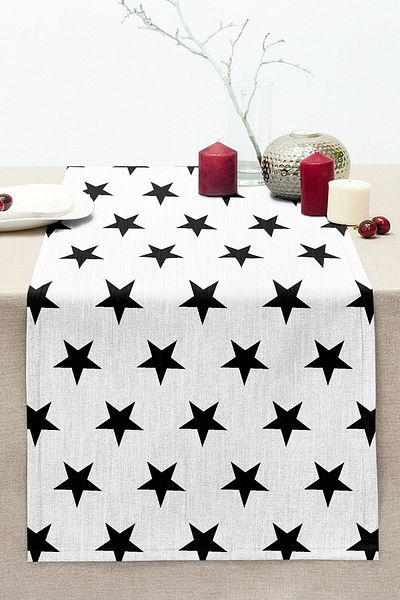 Realhomes Star Patterned Digital Printed - Stitched Raschel Knitted Runner