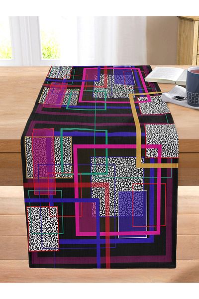 Realhomes Geometric Motif Special Design Digital Printed Modern Stitched Raschel Knitted Runner