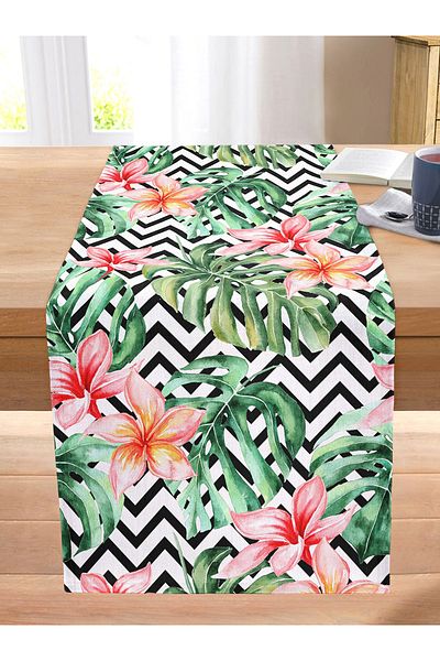Realhomes Zigzag Zebra Patterned Digital Printed Stitched Raschel Knitted Runner
