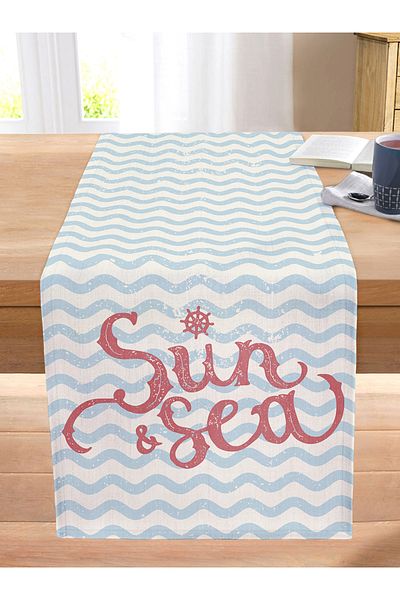 Realhomes Sailor Themed Digital Printed Decorative Modern Stitched Raschel Knitted Runner