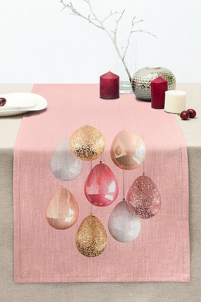 Realhomes Pink Background Balloons Patterned Stitched Raschel Knitted Runner