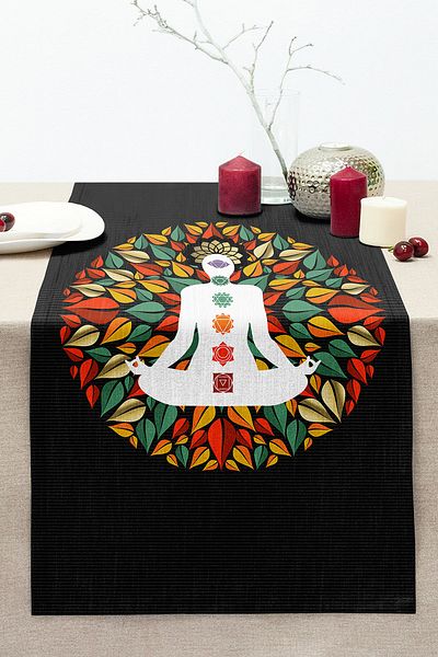 Realhomes Far East Yoga Mandala Motif - Digital Printed and Stitching Detailed Raschel Runner