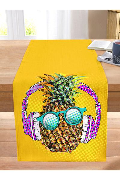 Realhomes Summer Pineapple Design Decorative Stitched Raschel Knitted Runner