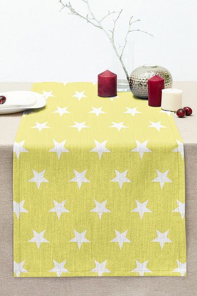 Realhomes Modern Star Patterned Digital Printed Decorative Stitched Raschel Knitted Runner