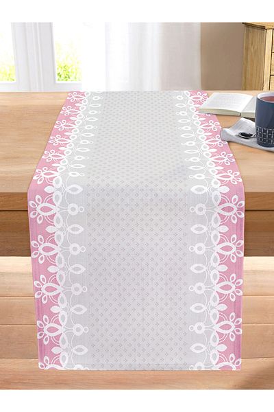 Realhomes Cream Oriental Motif Digital Printed Stitched Raschel Knitted Runner
