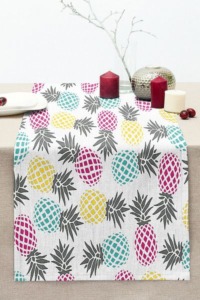 Realhomes Colorful Pineapple Patterned Digital Printed Stitched Raschel Knitted Runner
