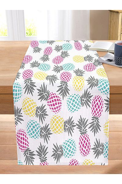 Realhomes Colorful Pineapple Patterned Digital Printed Stitched Raschel Knitted Runner