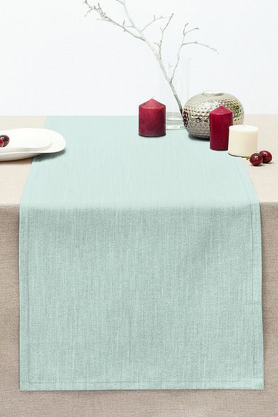 Realhomes Mint Green Colored Digital Printed Decorative Stitched Raschel Knitted Runner