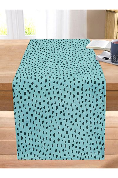 Realhomes Black Polka Dot Patterned Digital Printed Modern Stitched Raschel Knitted Runner on Colorful Background