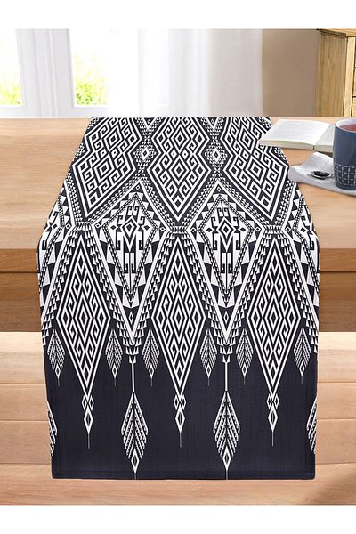 Realhomes Geometric Motifs Special Design Digital Printed Stitched Raschel Knitted Runner
