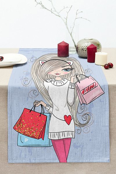 Realhomes Fashion Girl Digital Printed Modern Stitched Raschel Knitted Runner