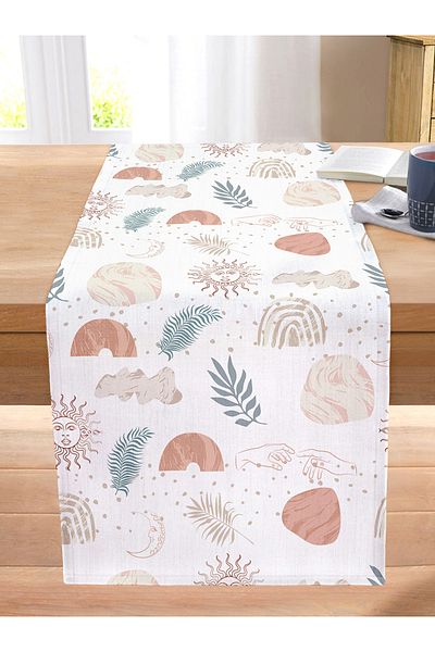 Realhomes Digital Printed Modern Stitched Raschel Knitted Runner with Onedraw Drawing on White Background