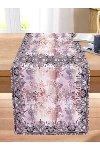 Realhomes Abstract Ethnic Flower Patterned Special Design Digital Printed Modern Stitched Raschel Knitted Runner