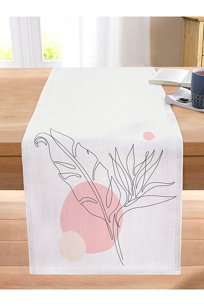 Realhomes Modern Stitched Raschel Knitted Runner with Charcoal Leaf Drawing on Gray Background