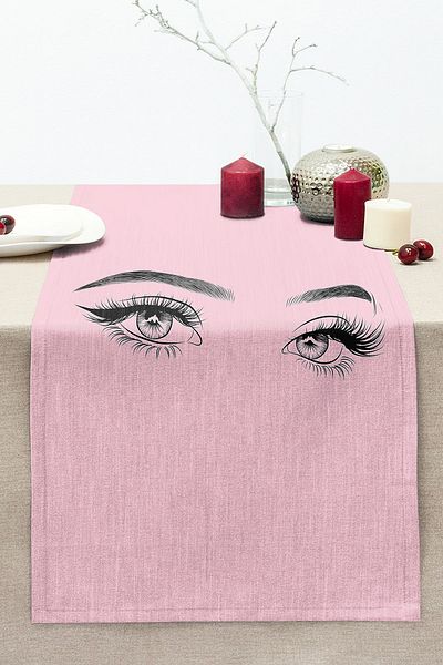Realhomes Special Design Stitched Raschel Knitted Runner with Eyelash Motif on Pink Background
